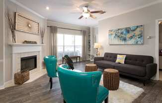 Open concept living room at Village at Caldwell Mill Apartments in Birmingham, Alabama