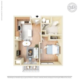 1 bed, 1 bath, 684 sqft, $2,464