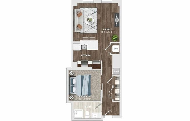 1 bed, 1 bath, 499 sqft, $1,600, Unit HA-307