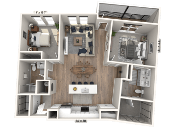 2 beds, 2 baths, 1,204 sqft, $2,436