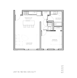 1 bed, 1 bath, 604 sqft, $1,550