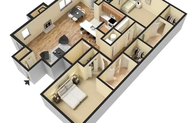 2 beds, 2 baths, 1,150 sqft, $1,510, Unit 5823PS