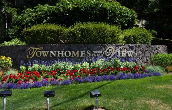 Townhomes with a View Exterior Monument Sign and Landscaping