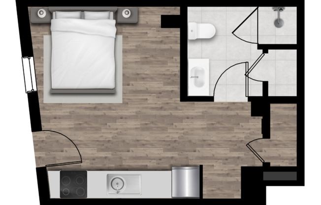 Studio, 1 bath, 363 sqft, $1,495, Unit 809