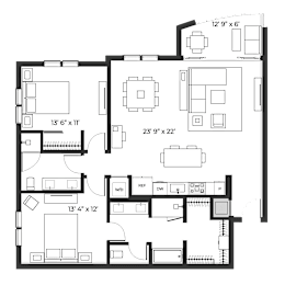 2 beds, 2 baths, 1,205 sqft, $2,440