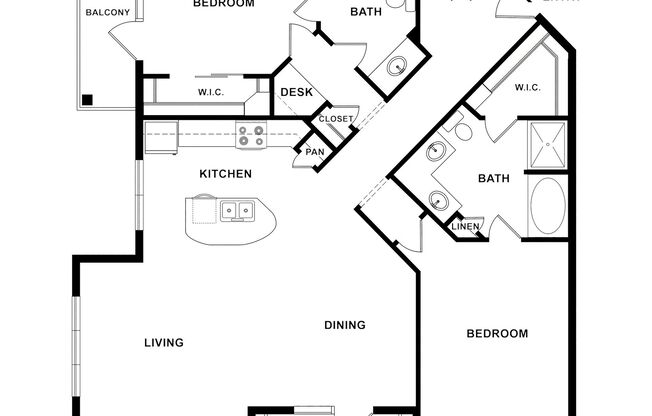 2 beds, 2 baths, 1,121 sqft, $2,200