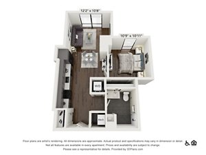 1 bed, 1 bath, 670 sqft, $2,054