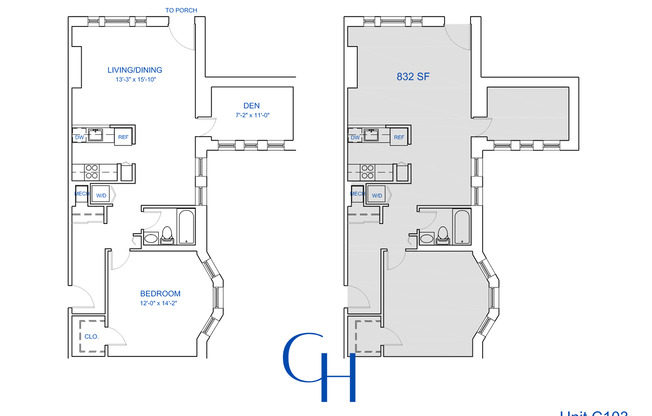1 bed, 1 bath, 832 sqft, $1,989, Unit C-103