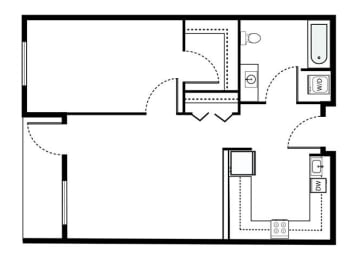 1 bed, 1 bath, 614 sqft, $1,732