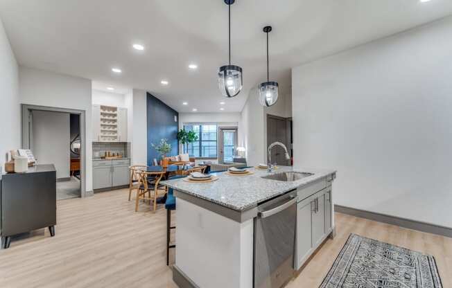 Contemporary Kitchen Setup at St. Elmo Apartment in Austin, TX