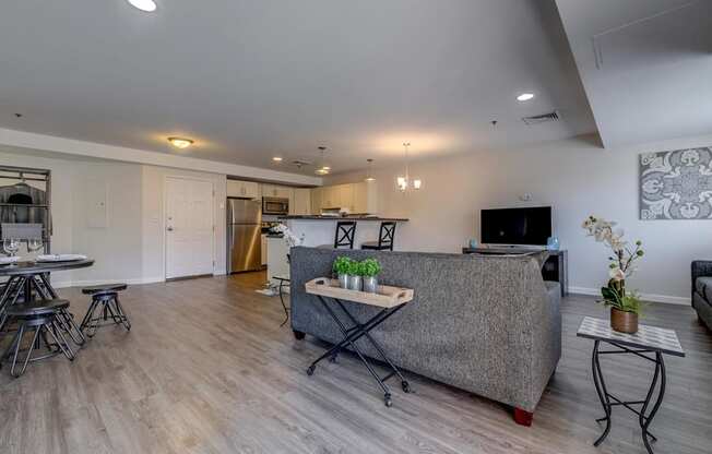 Wood Floor Living Room at Carisbrooke at Manchester Apartments, Manchester, New Hampshire