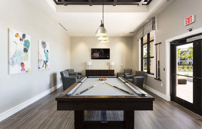 Channelside apartments in Fort Myers, Fl photo of pool table in clubhouse