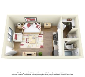 Studio, 1 bath, 327 sqft, $695