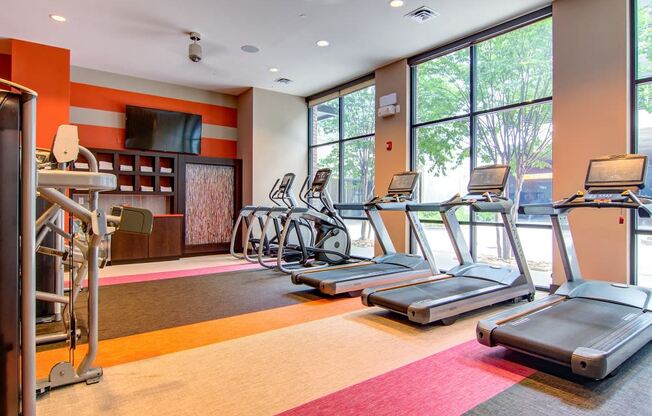 Station R Apartments in Atlanta GA photo of fitness center- cardio machines