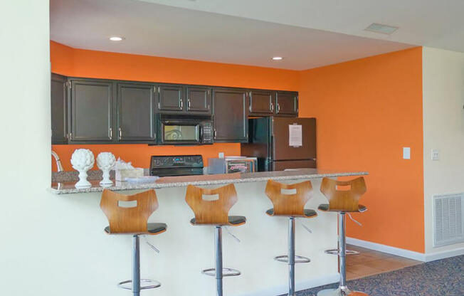 clubhouse kitchen at West Carrollton Apartments