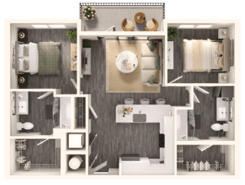 2 beds, 2 baths, 952 sqft, $1,958