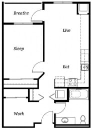 1 bed, 1 bath, 696 sqft, $1,890