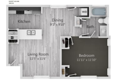 1 bed, 1 bath, 635 sqft, $1,501