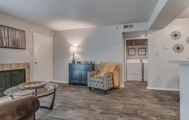 Wood-Style Flooring  & Light Grey Walls