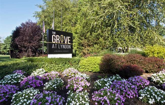 Entrance sign at The Grove at Lyndon Apartments in Louisville KY