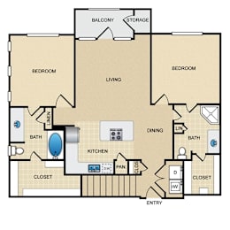 2 beds, 2 baths, 1,080 sqft, $2,071