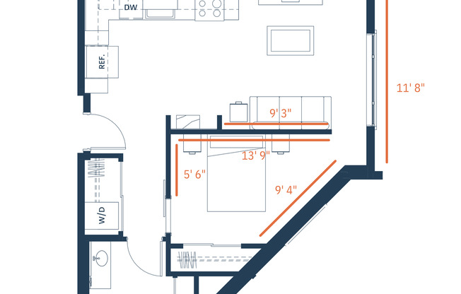 1 bed, 1 bath, 657 sqft, $1,590, Unit 444