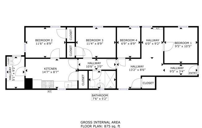 4 beds, 1 bath, $4,070, Unit 1