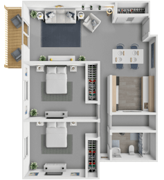 2 beds, 1 bath, 865 sqft, $900