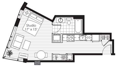 Studio, 1 bath, 466 sqft, $2,161