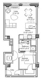 1 bed, 1 bath, 659 sqft, $1,265