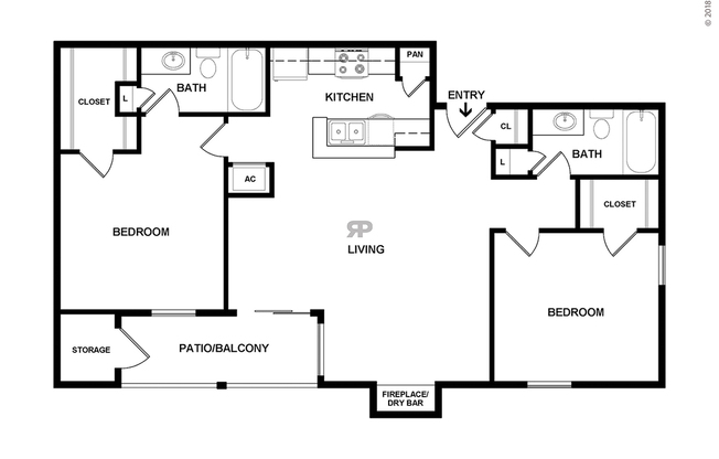 2 beds, 2 baths, 899 sqft, $1,237