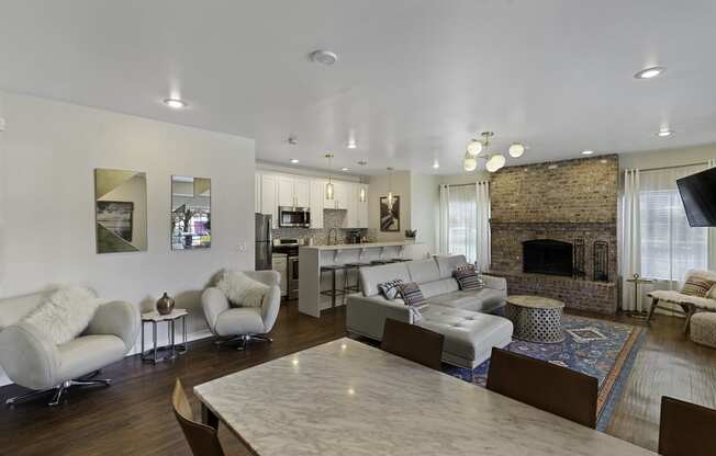 a view of the living room and kitchen from the dining room at Serra Vista Apartment Homes, Washington, 98087