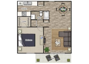 1 bed, 1 bath, 680 sqft, $1,349