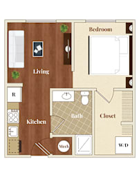 Studio, 1 bath, 564 sqft, $1,295