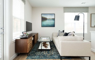 Living rooms with large windows at PARK40, Broomfield, CO
