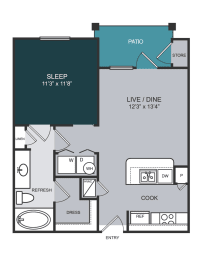 1 bed, 1 bath, 622 sqft, $1,137