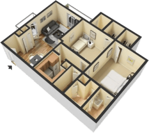 2 beds, 1.5 baths, 970 sqft, $979