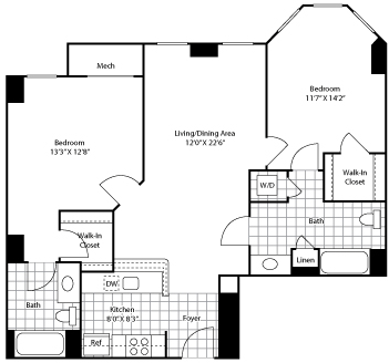 2 beds, 2 baths, 1,070 sqft, $3,978, Unit 0409