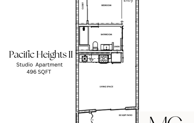 Studio, 1 bath, 496 sqft, $2,075, Unit 203