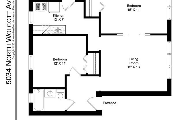 2 beds, 1 bath, 822 sqft, $2,100, Unit 5034-1