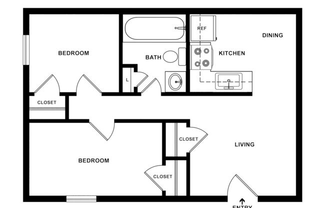 2 beds, 1 bath, 738 sqft, $1,479