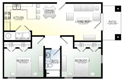 2 beds, 1 bath, 884 sqft, $1,215