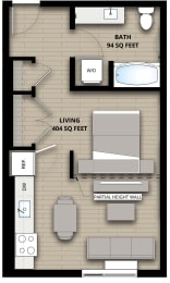 Studio, 1 bath, 498 sqft, $1,514