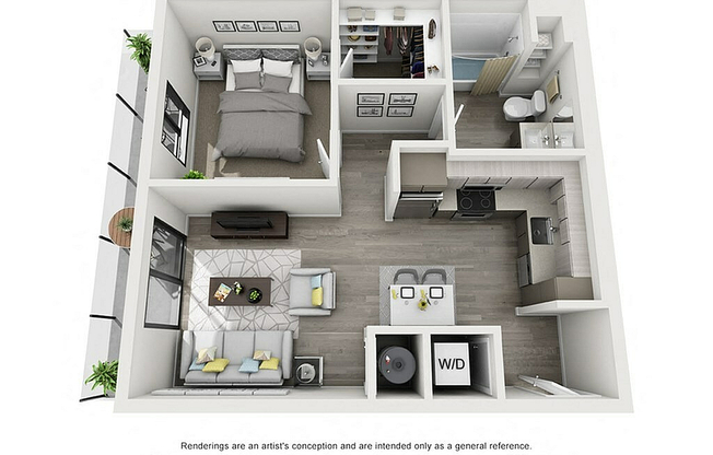 The Aviary Apartments 1x1 B 3D Floor Plan (1)