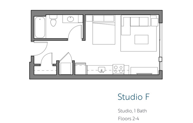 Studio, 1 bath, 430 sqft, $1,650, Unit 306