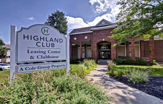 Welcoming Property Signage at Highland Club Apartments, Watervliet, New York