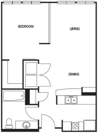 1 bed, 1 bath, 629 sqft, $1,388