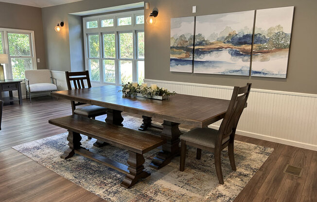 community building dining area at Tall Oaks Apartment Homes in Kalamazoo, MI 49009