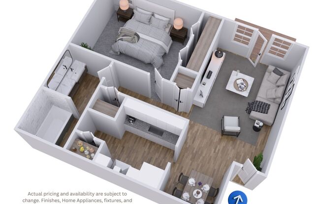 1 bed, 1 bath, 829 sqft, $1,242, Unit 202A