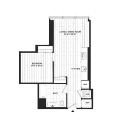 1 bed, 1 bath, 600 sqft, $2,354